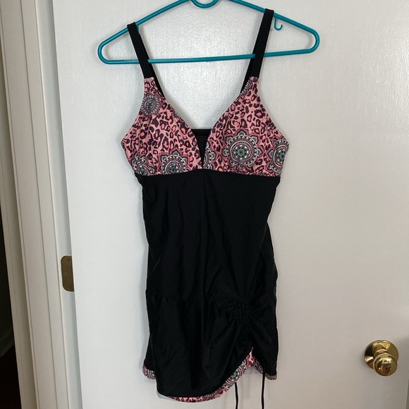 Evaless One Piece, Tummy Control, V Neck Print, with drawstring, Size M - Picture 4 of 11